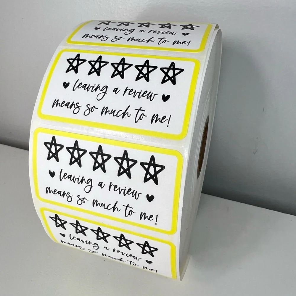 Leave a review stickers | 100 Thank you stickers  Packaging Supplies NEW - Picture 2 of 12